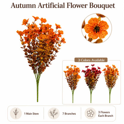 🍂 Artificial Fall Mums with Eucalyptus Leaves, 24&36&48 Bundles Faux Daisy Flowers