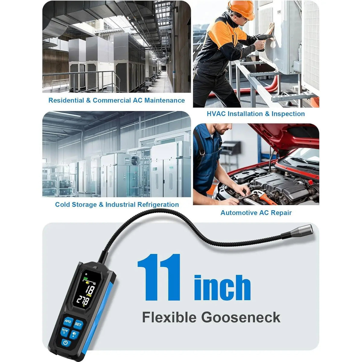 Rechargeable Refrigerant Leak Detector for HVAC &Auto AC