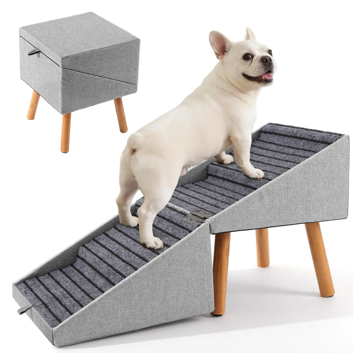 🐕 17" 2-in-1 Convertible Wood Dog Stairs& Ramp