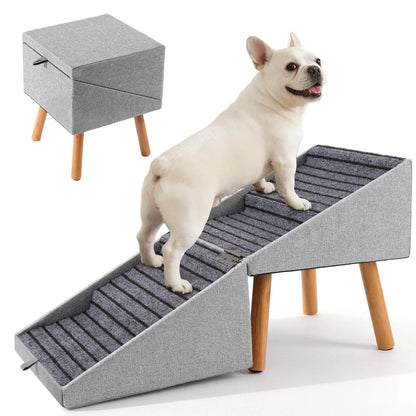 🐕 17" 2-in-1 Convertible Wood Dog Stairs& Ramp