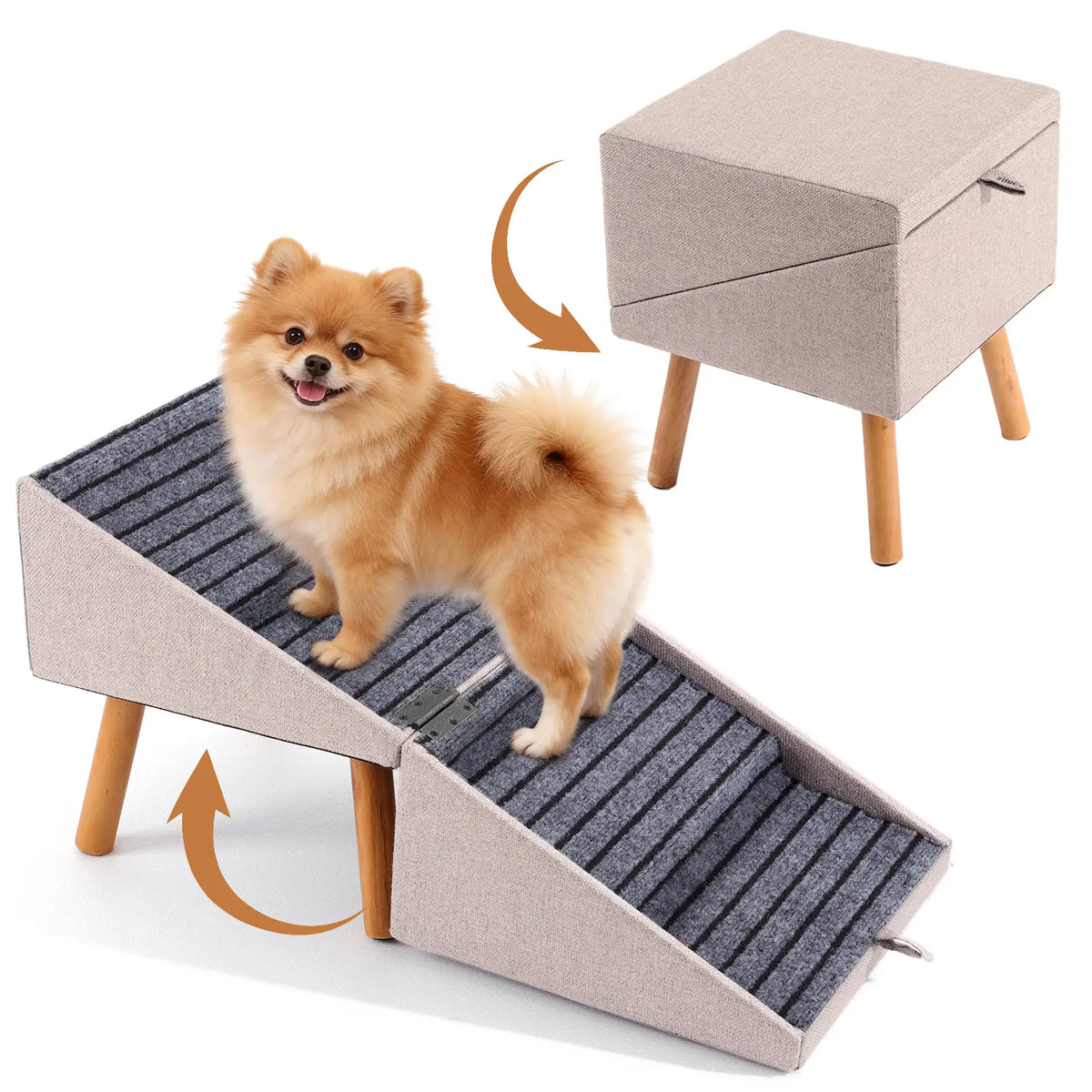🐕 17" 2-in-1 Convertible Wood Dog Stairs& Ramp