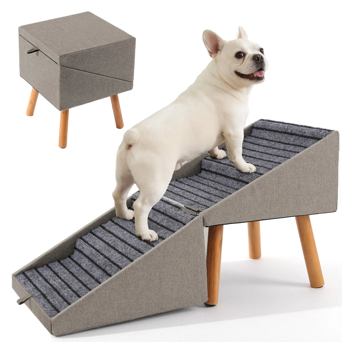 🐕 17" 2-in-1 Convertible Wood Dog Stairs& Ramp