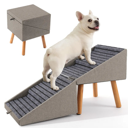 🐕 17" 2-in-1 Convertible Wood Dog Stairs& Ramp