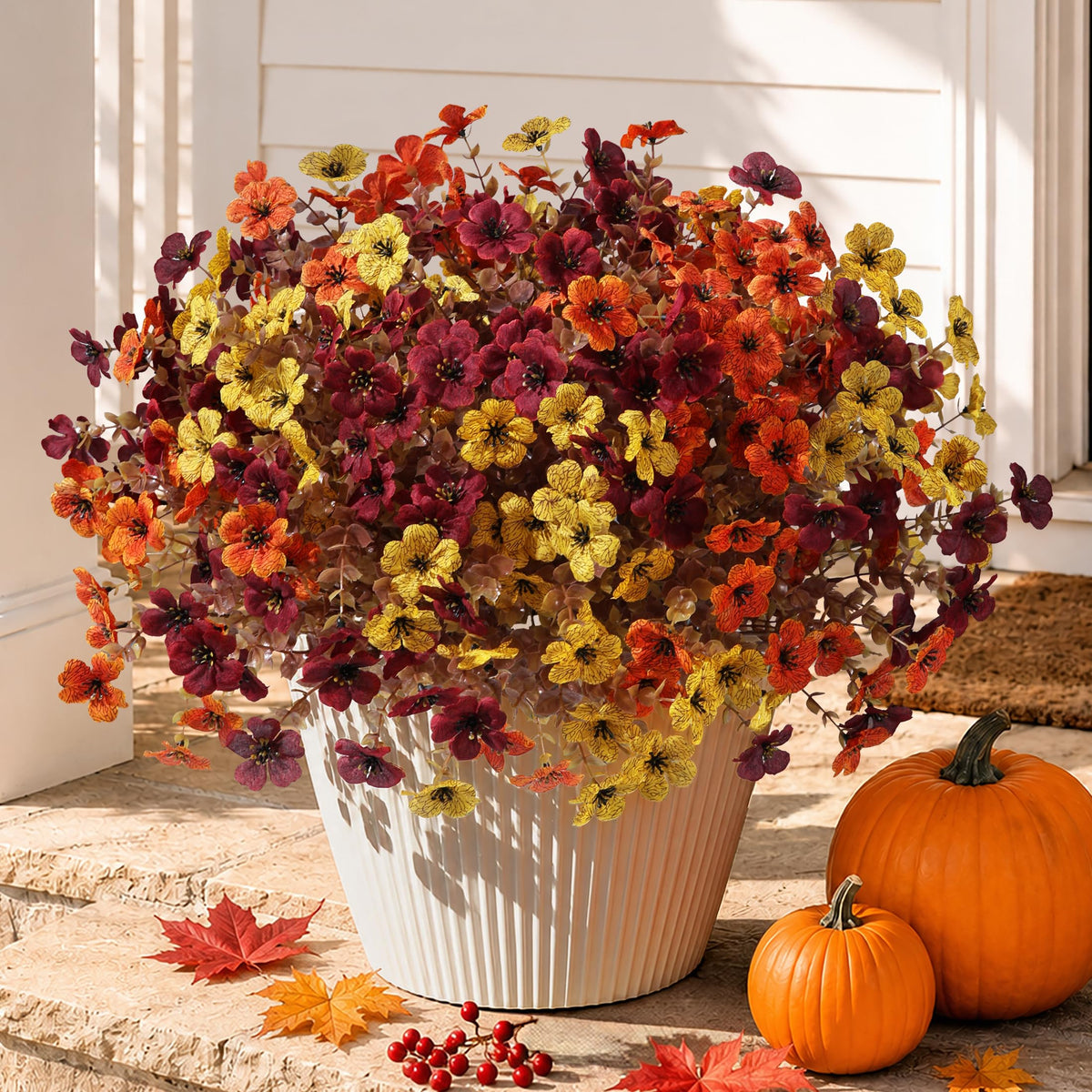 🍂 Artificial Fall Mums with Eucalyptus Leaves, 24&36&48 Bundles Faux Daisy Flowers