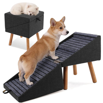 🐕 17" 2-in-1 Convertible Wood Dog Stairs& Ramp