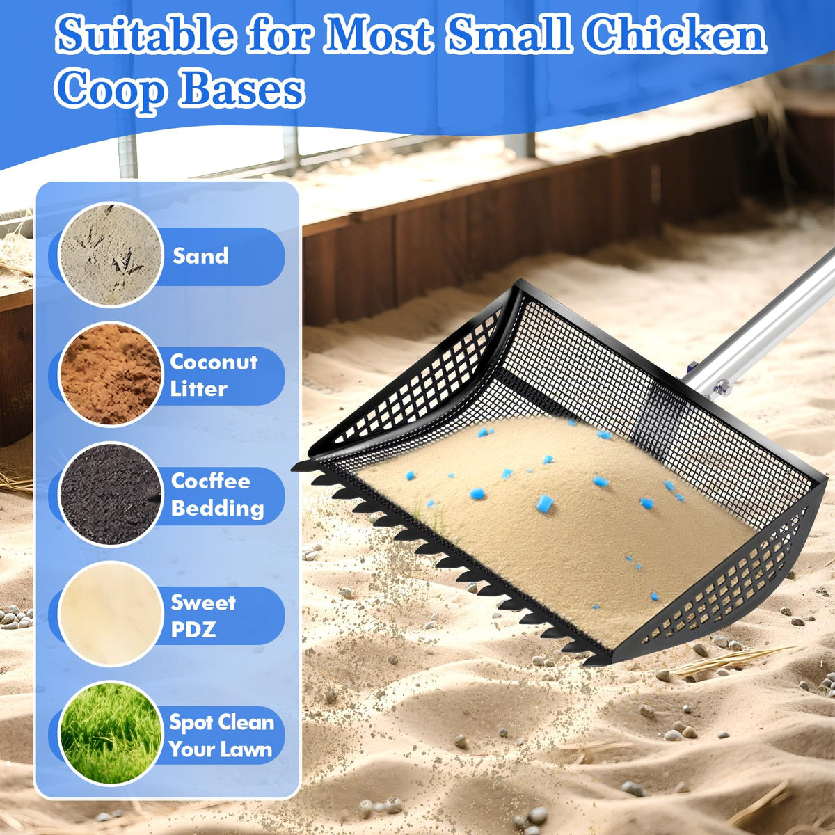 Heavy Duty Chicken Poop Sifter, Fast & Easy Cleanup