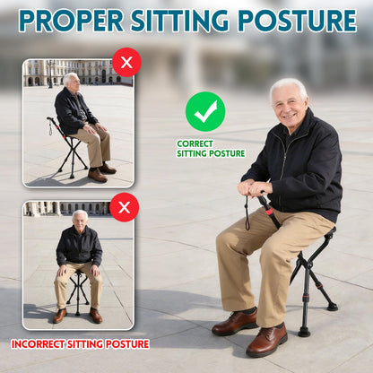 2-in-1 Folding Walking Cane with Seat