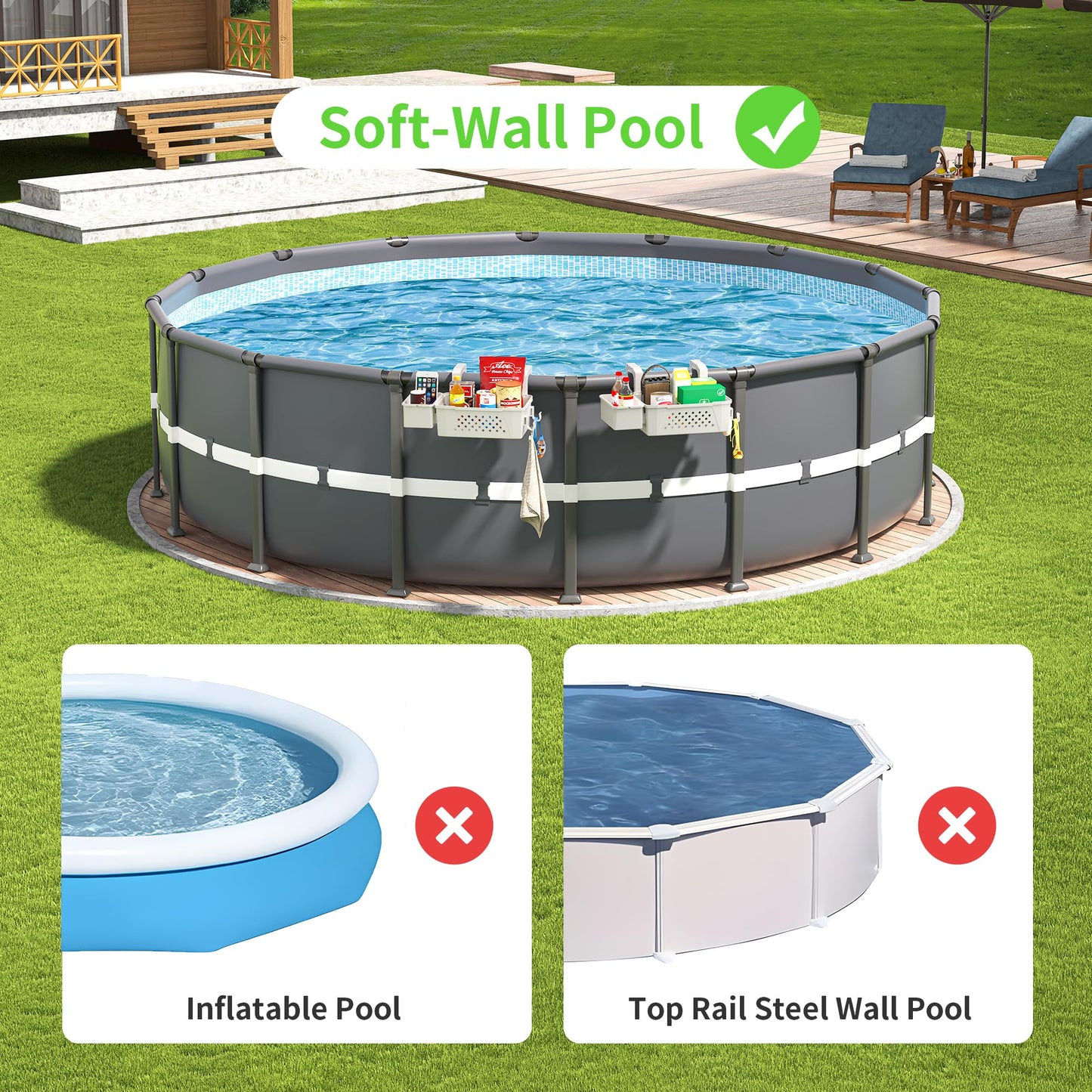 Poolside Organizer With Cup Holders