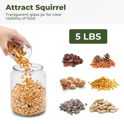 Wooden Squirrel Feeder With Glass Jar