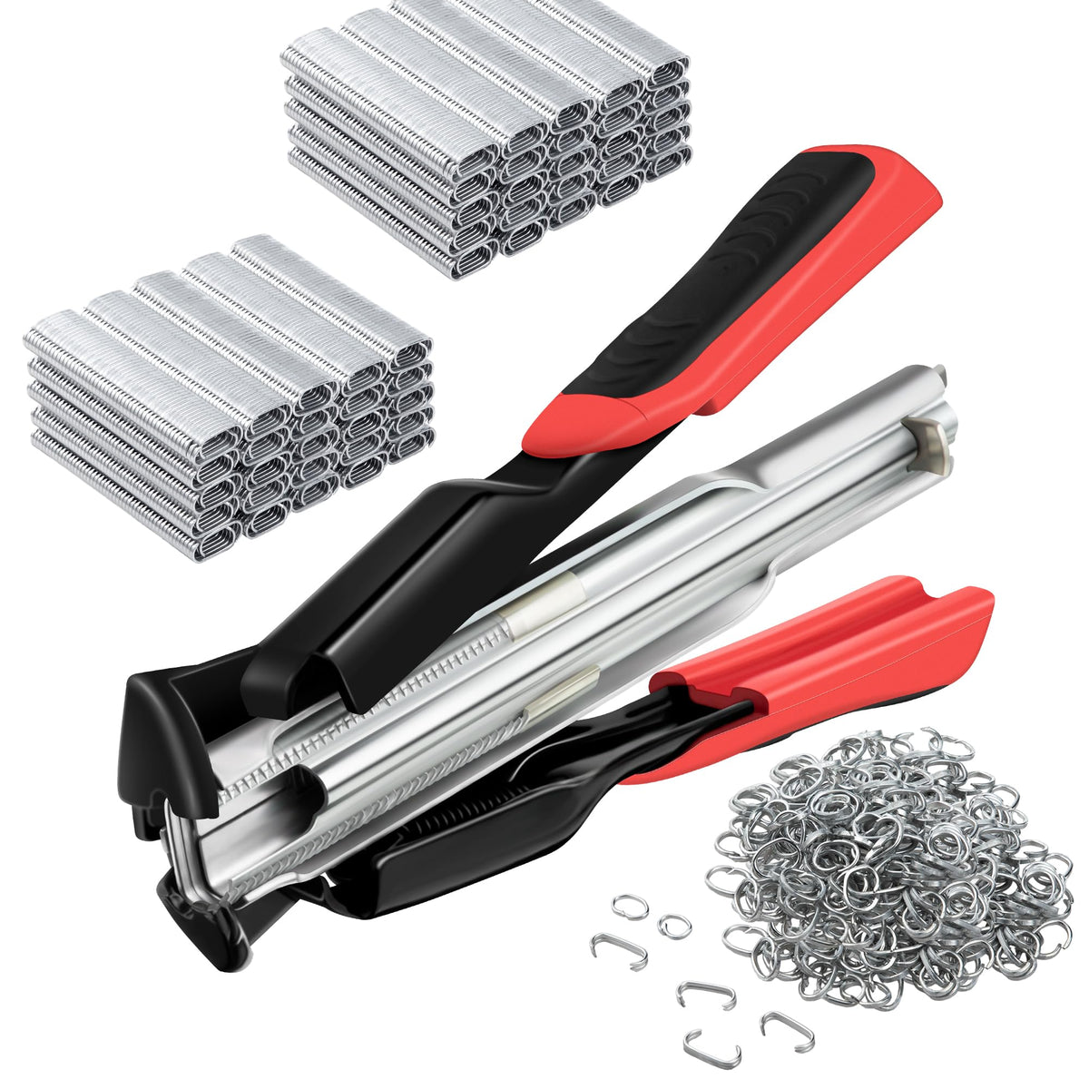 Semi-Auto Hog Ring Pliers Kit with 2500 C Hog Rings