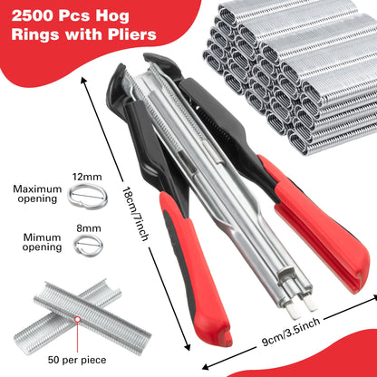 Semi-Auto Hog Ring Pliers Kit with 2500 C Hog Rings