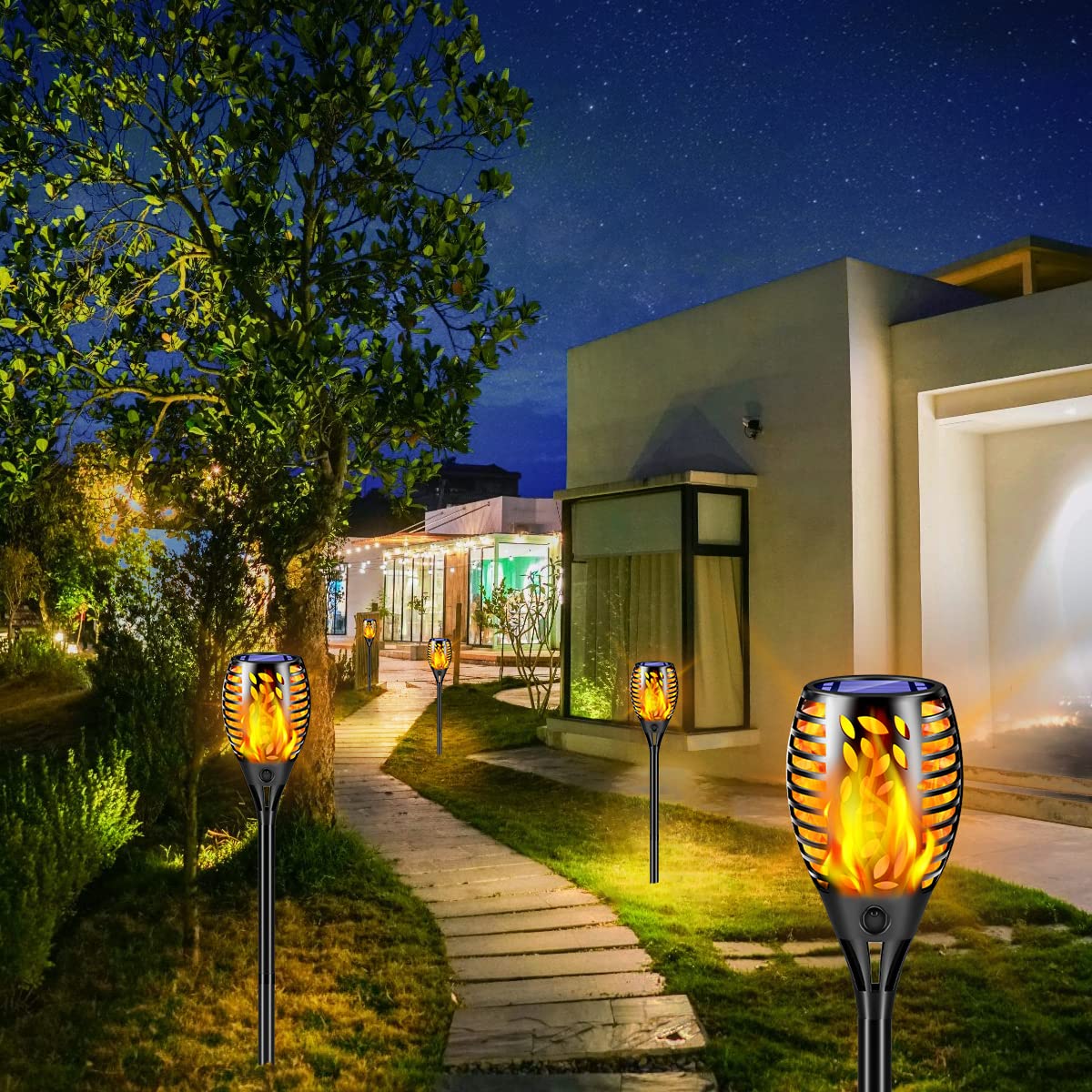 Solar Flickering Flame Garden Lights