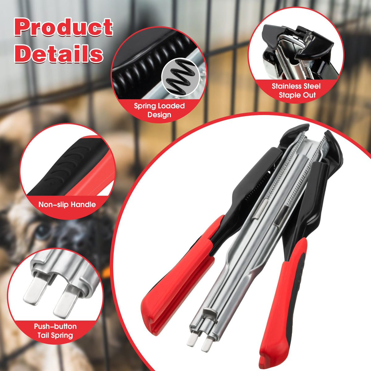 Semi-Auto Hog Ring Pliers Kit with 2500 C Hog Rings