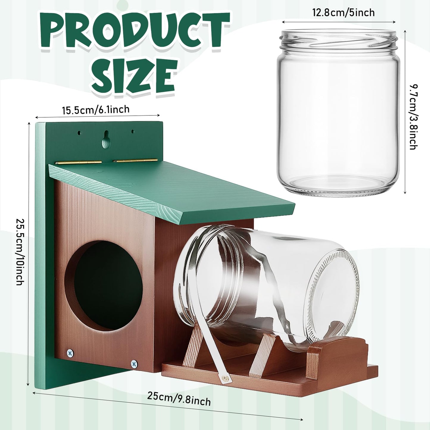 Wooden Squirrel Feeder With Glass Jar